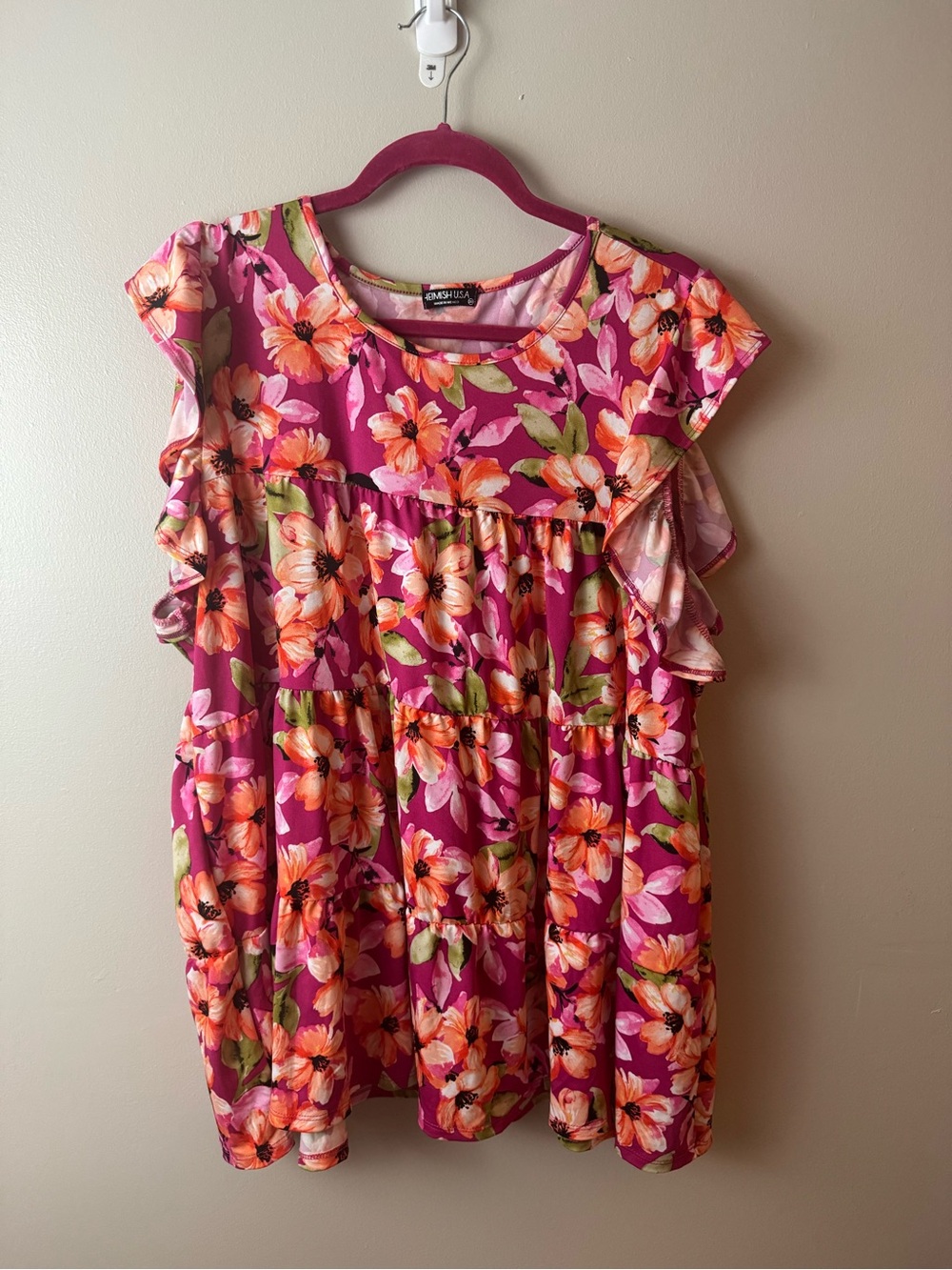 NWOT HEIMISH U.S.A. Pink Floral Top 3XL
